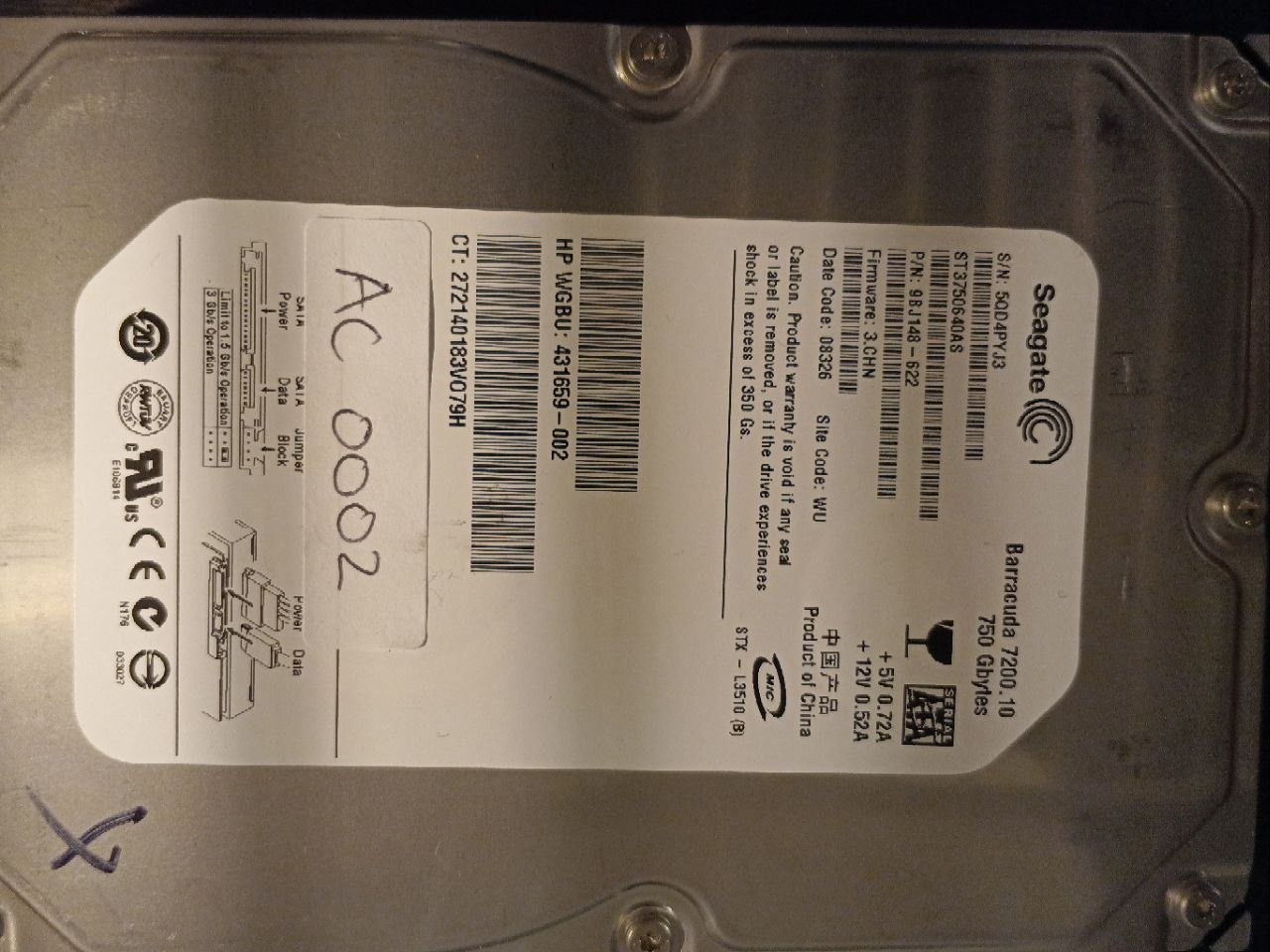 Seagate ST3750640AS 750GB donor drive