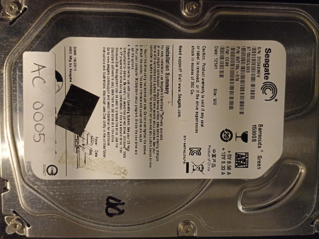 Seagate ST1500DL003 1.5TB donor drive