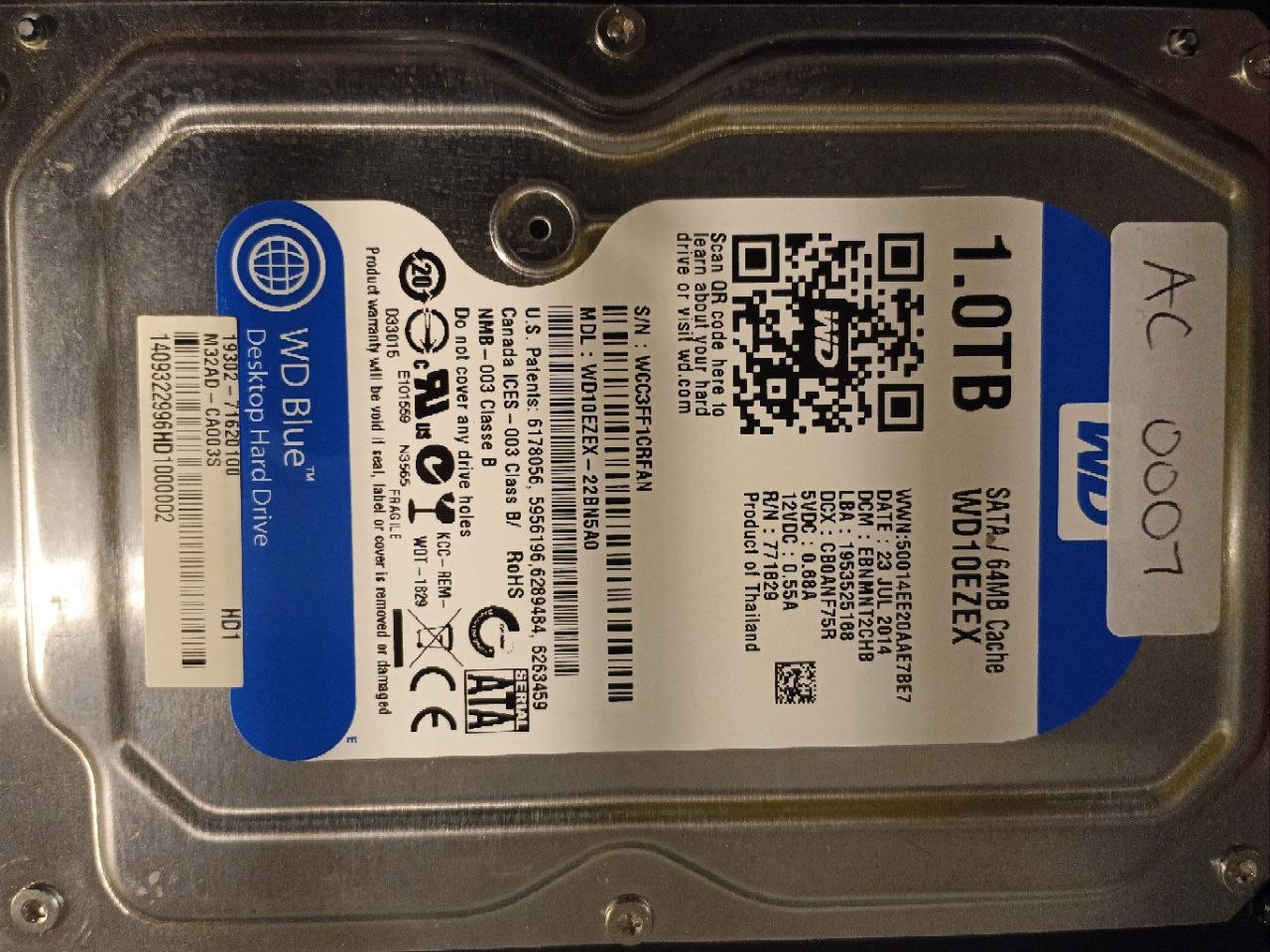 Western Digital WD10EZEX-22BN5A0 1.0TB donor drive