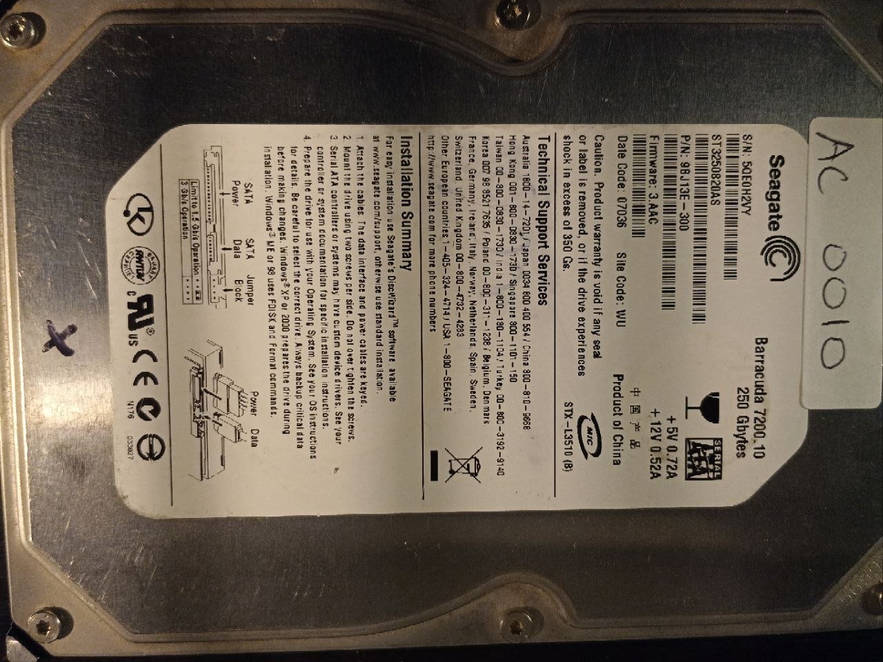 Seagate ST3250820AS 250GB donor drive