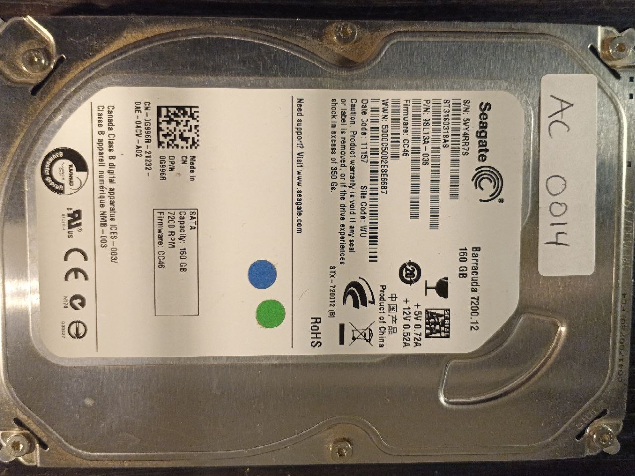 Seagate ST3160318AS 160GB donor drive
