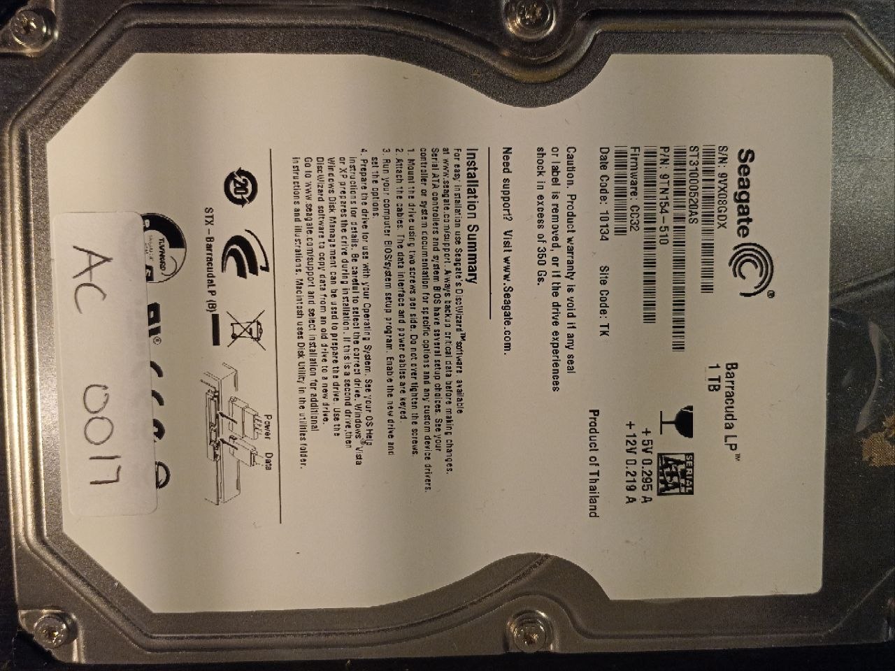 Seagate ST31000520AS 1TB donor drive