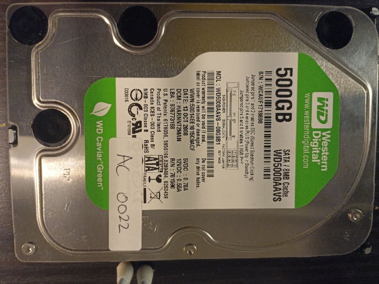 Western Digital WD5000AAVS-00G9B1 500GB donor drive