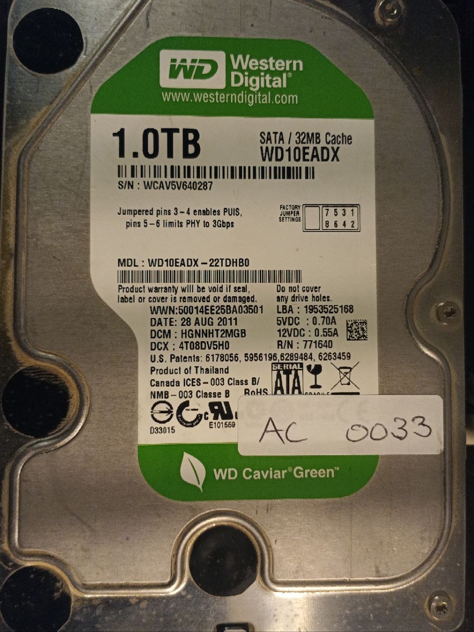 Western Digital WD10EADX-22TDHB0 1TB donor drive