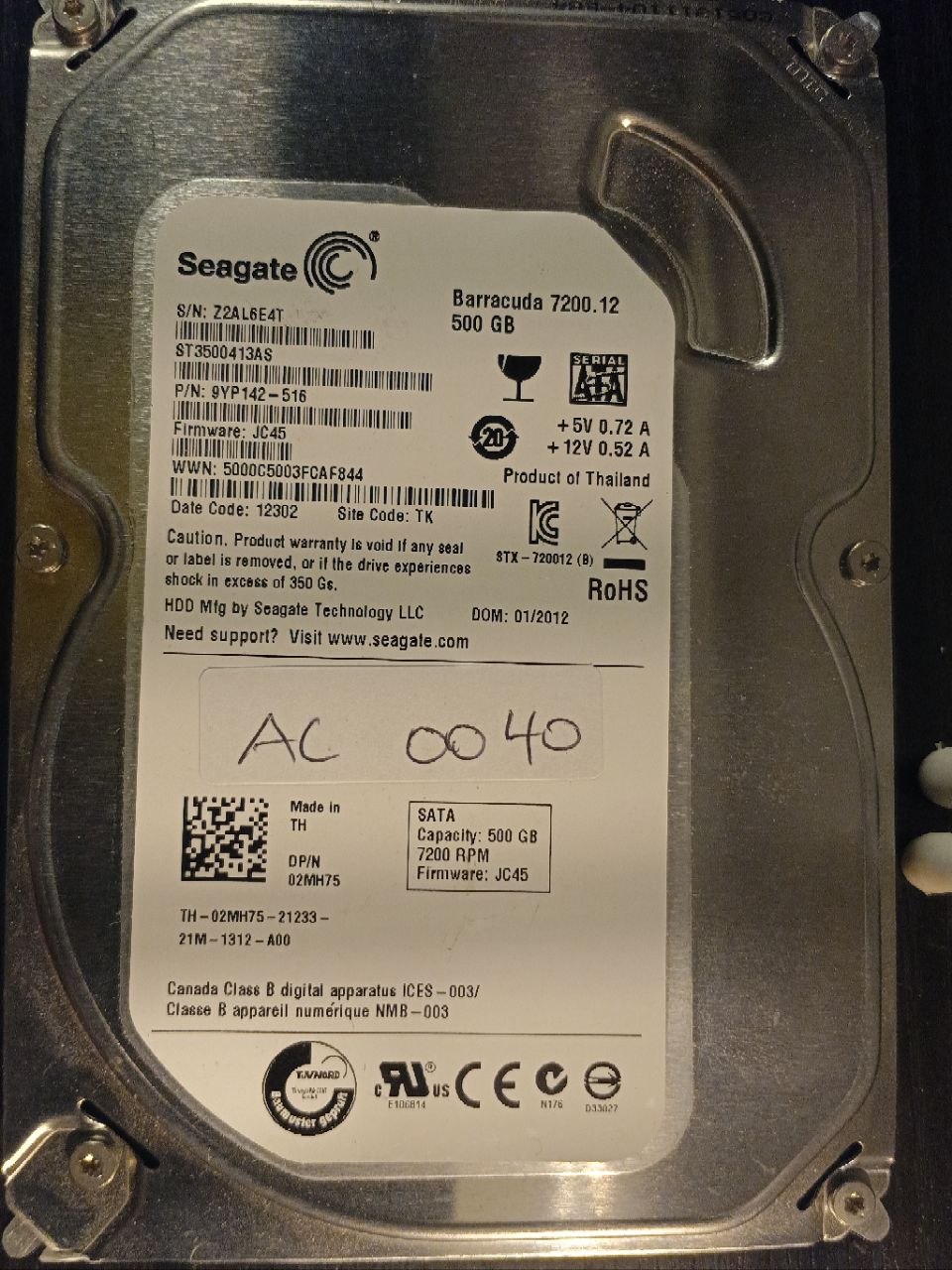 Seagate ST3500413AS 500GB donor drive
