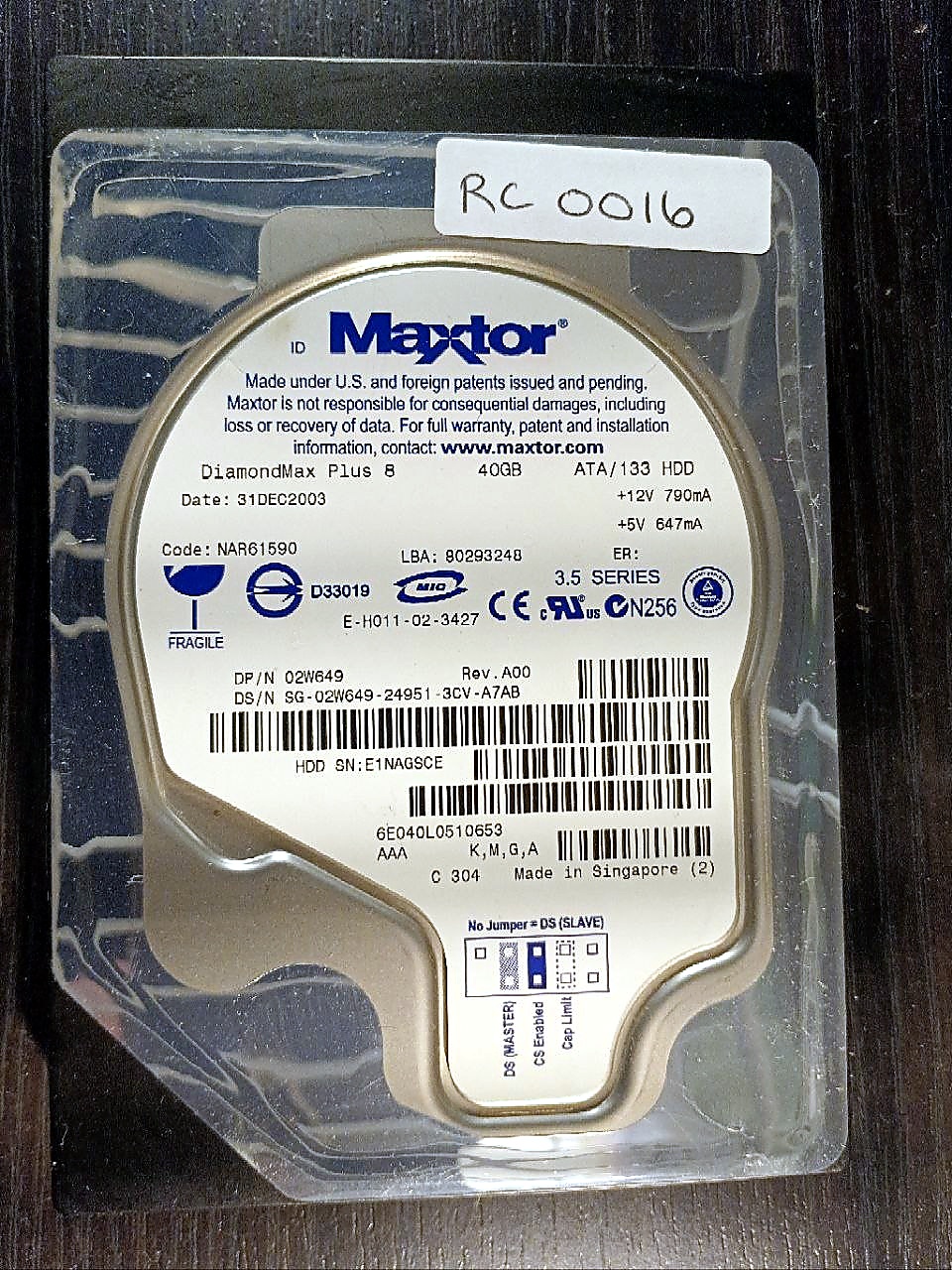 Maxtor 6E040L0 40GB donor drive
