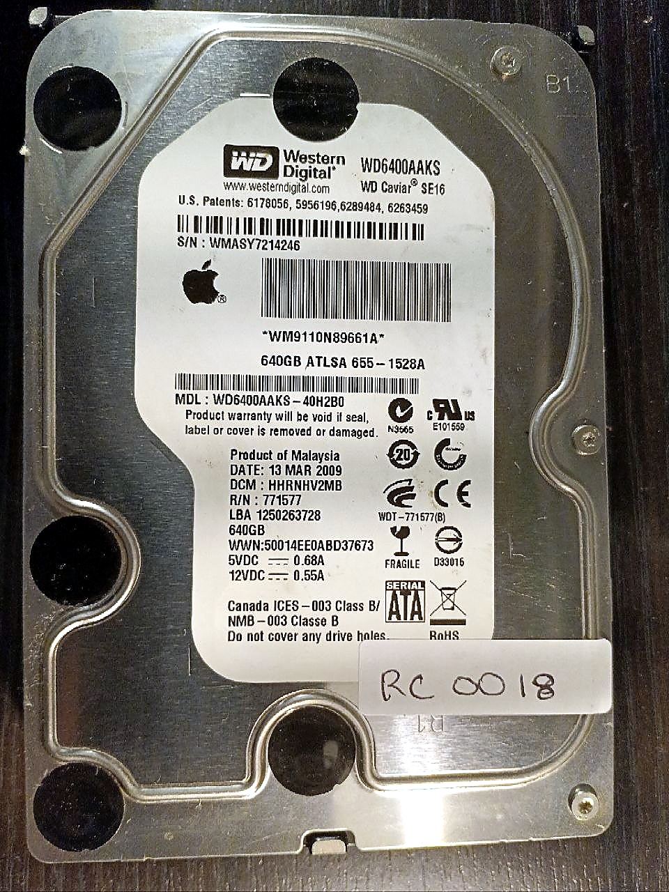 Western Digital WD6400AAKS-40H2B0 640GB donor drive