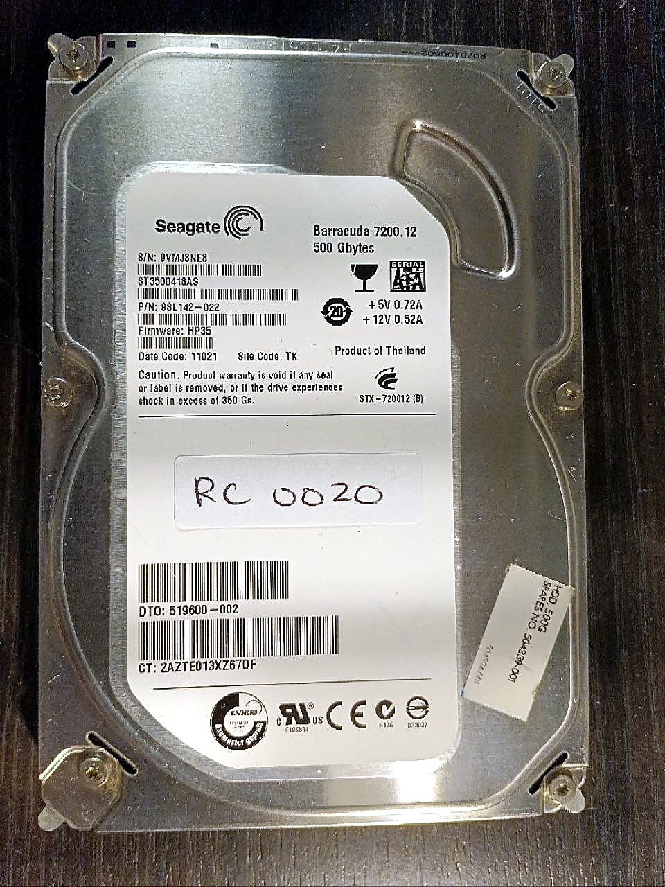 Seagate ST3500418AS 500GB donor drive