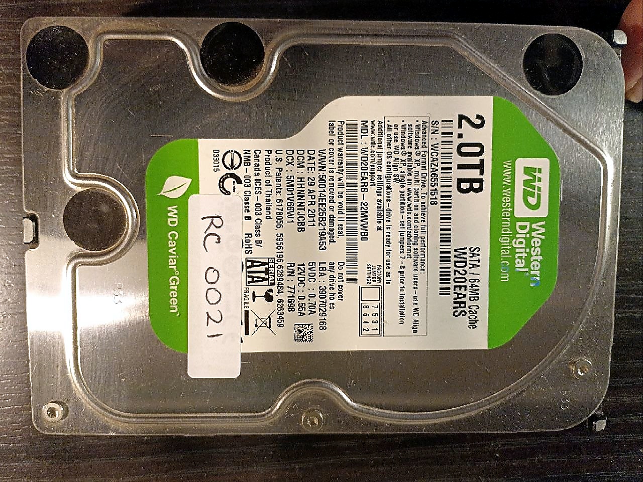 Western Digital WD20EARS-22MVWB0 2.0TB donor drive