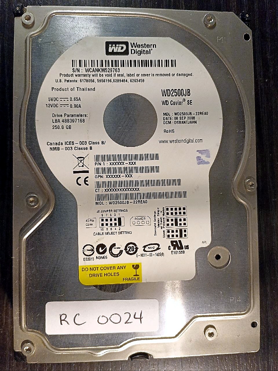 Western Digital WD2500JB-22REA0 250GB donor drive