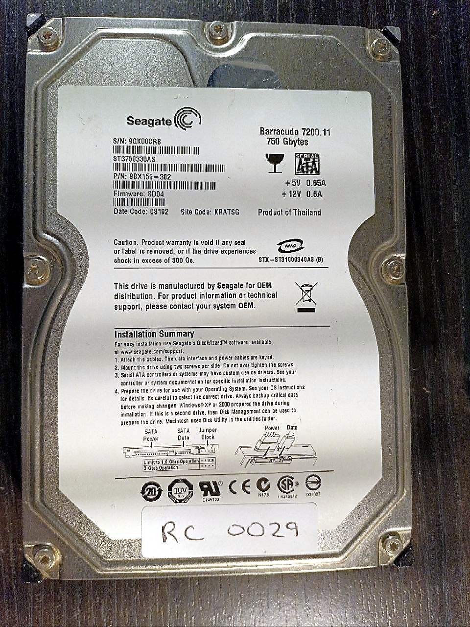 Seagate ST3750330AS 750GB donor drive