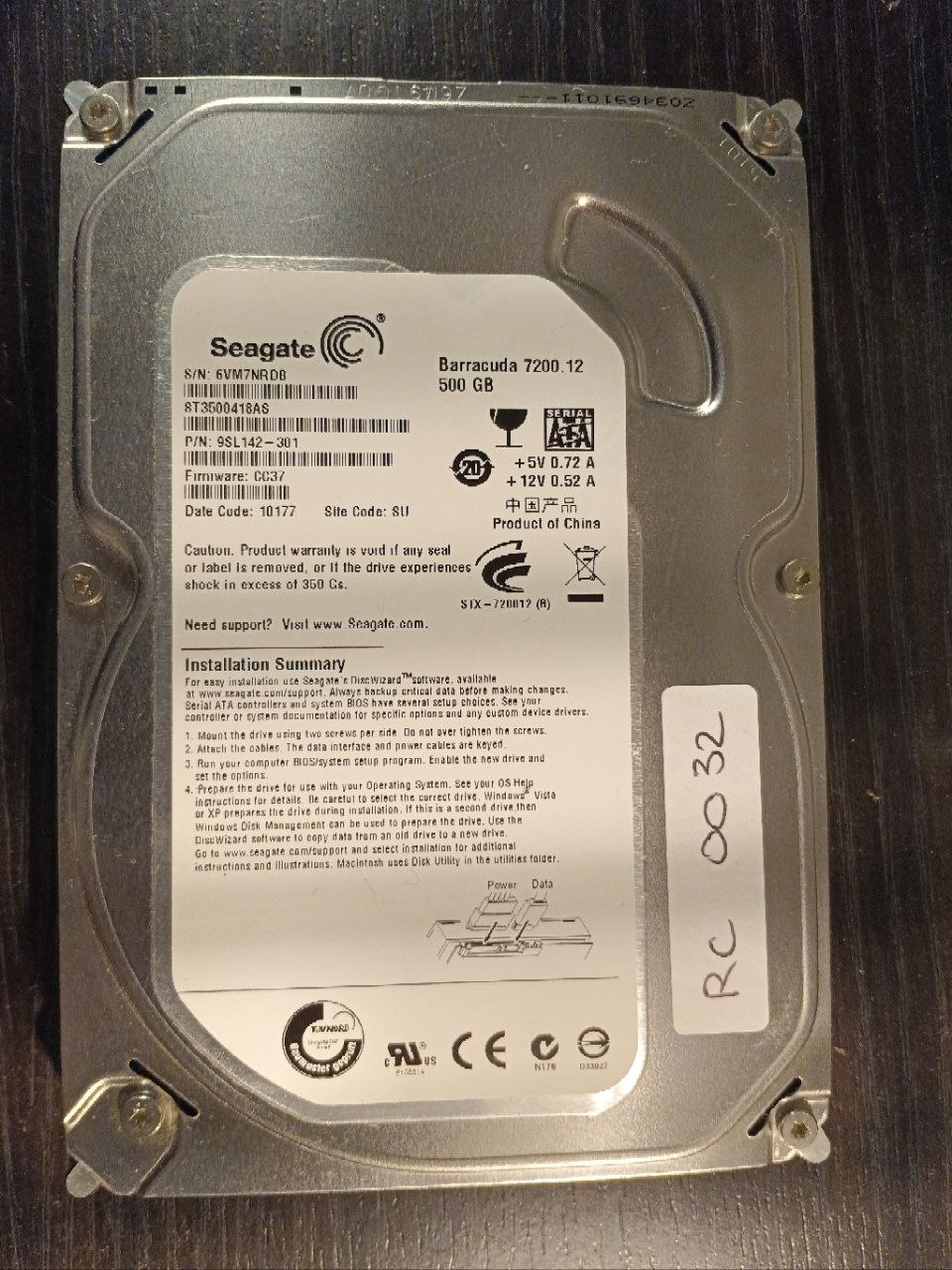 Seagate ST3500418AS 500GB donor drive