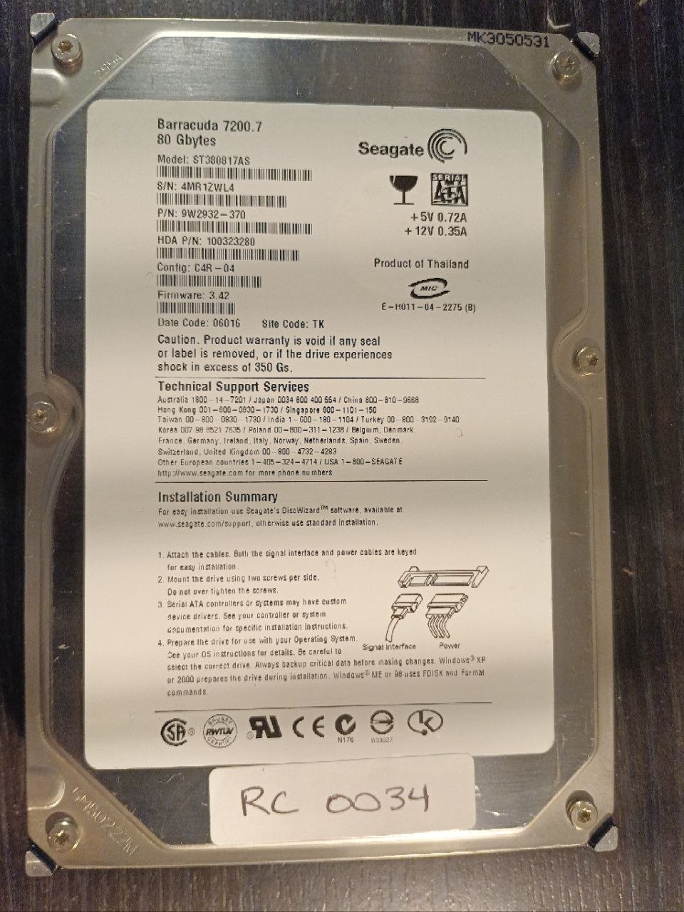 Seagate ST380817AS 80GB donor drive