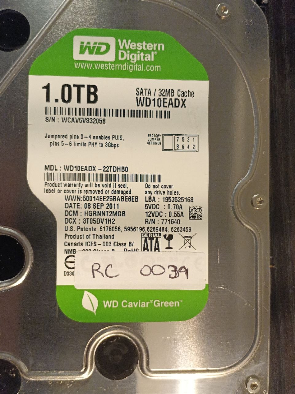 Western Digital WD10EADX-22TDHB0 1TB donor drive