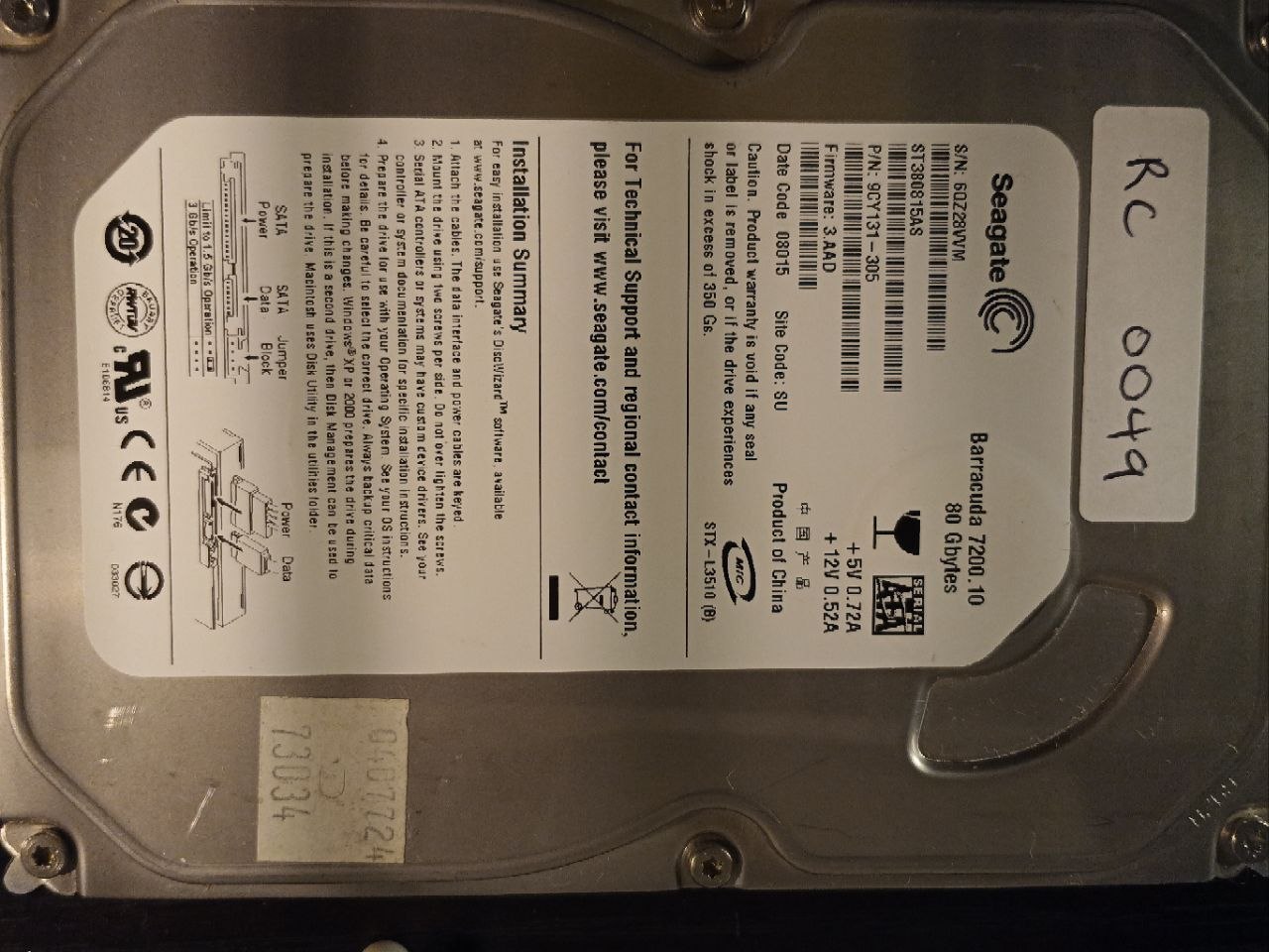 Seagate ST380815AS 80GB donor drive