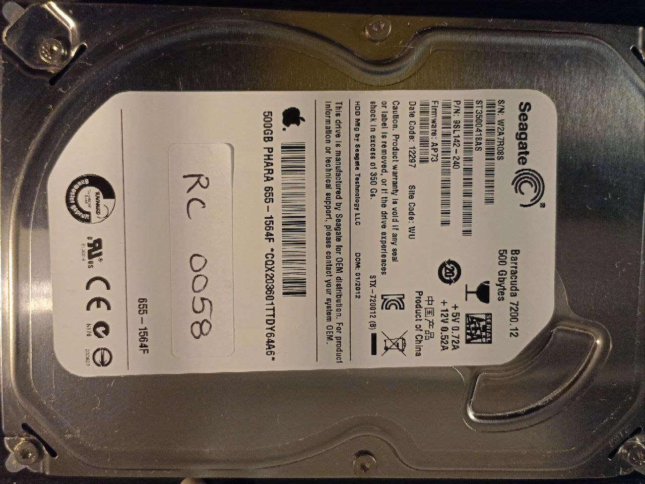 Seagate ST3500418AS 500GB donor drive