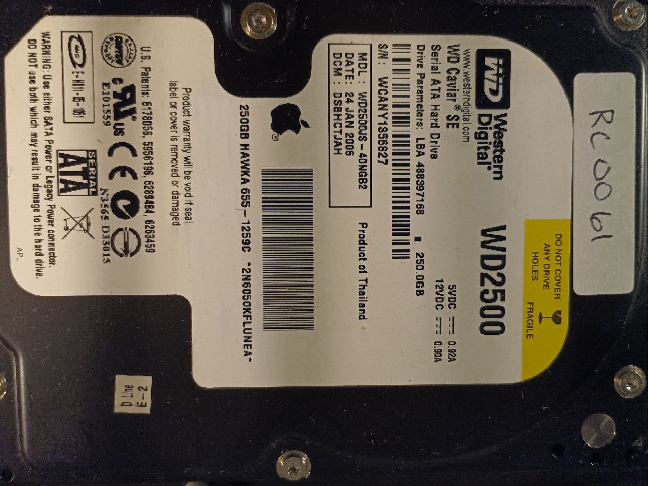 Western Digital WD2500JS-40NGB2 250GB donor drive