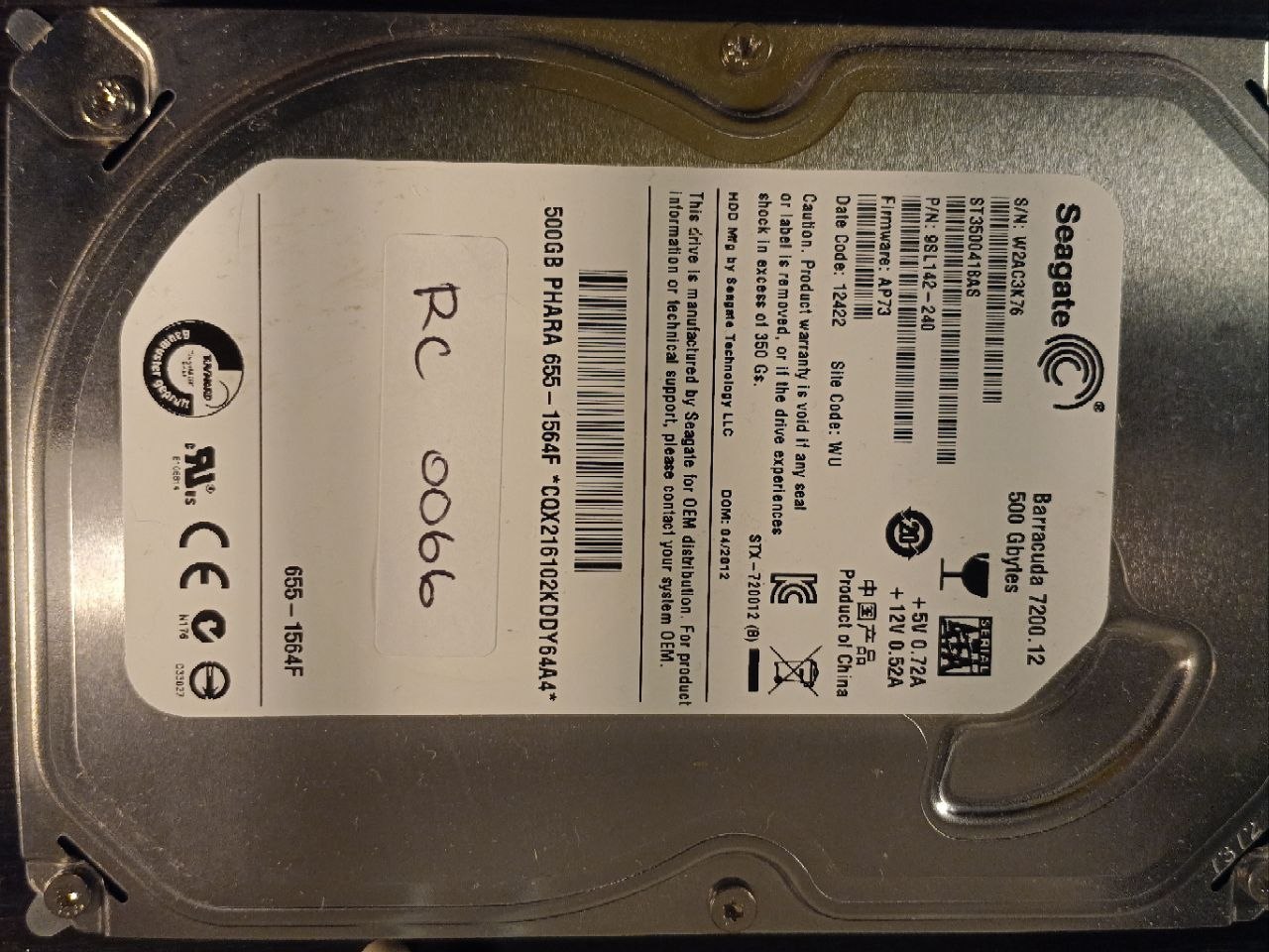 Seagate ST3500418AS 500GB donor drive