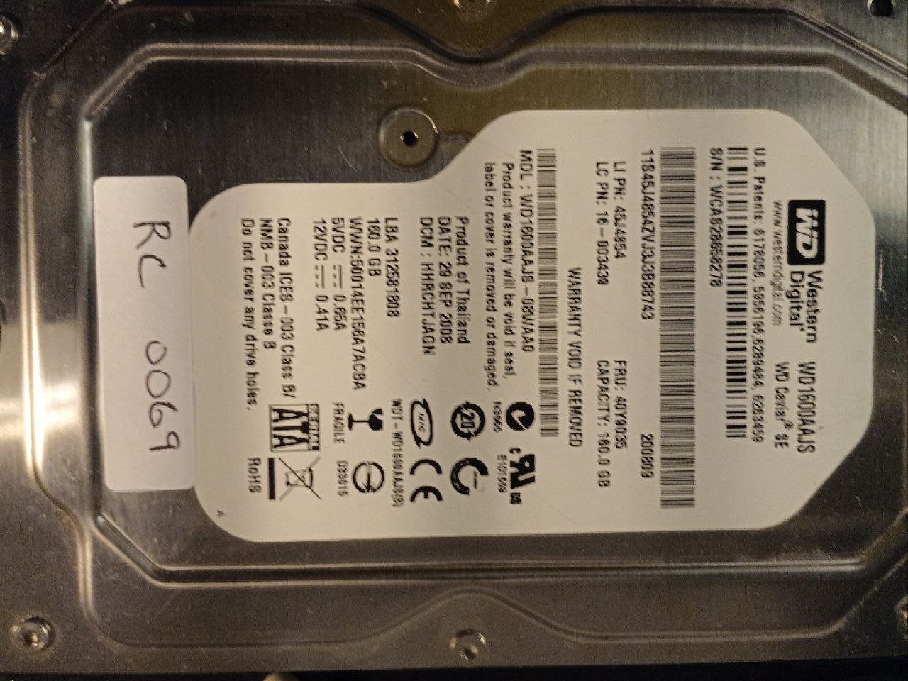 Western Digital WD1600AAJS-02M0A0 160GB donor drive
