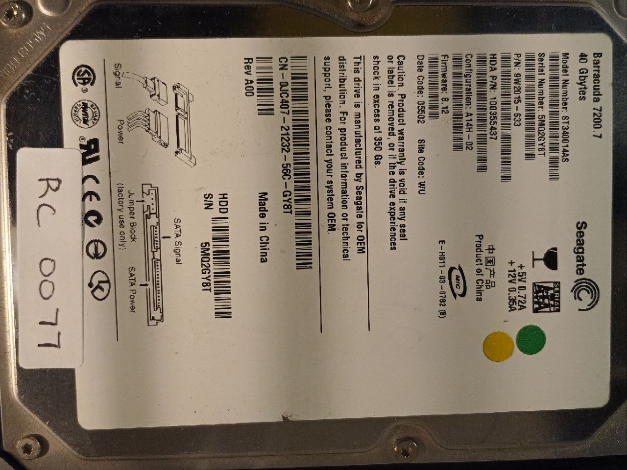 Seagate ST340014AS 40GB donor drive
