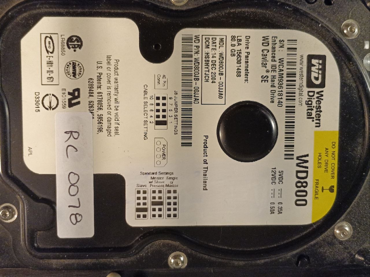 Western Digital WD800JB-00JJA0 80GB donor drive