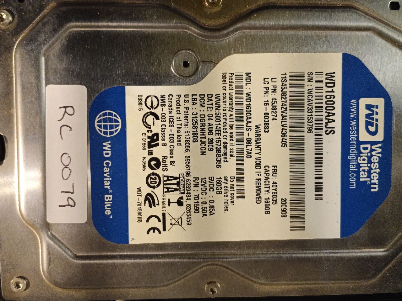 Western Digital WD1600AAJS-08L7A0 160GB donor drive