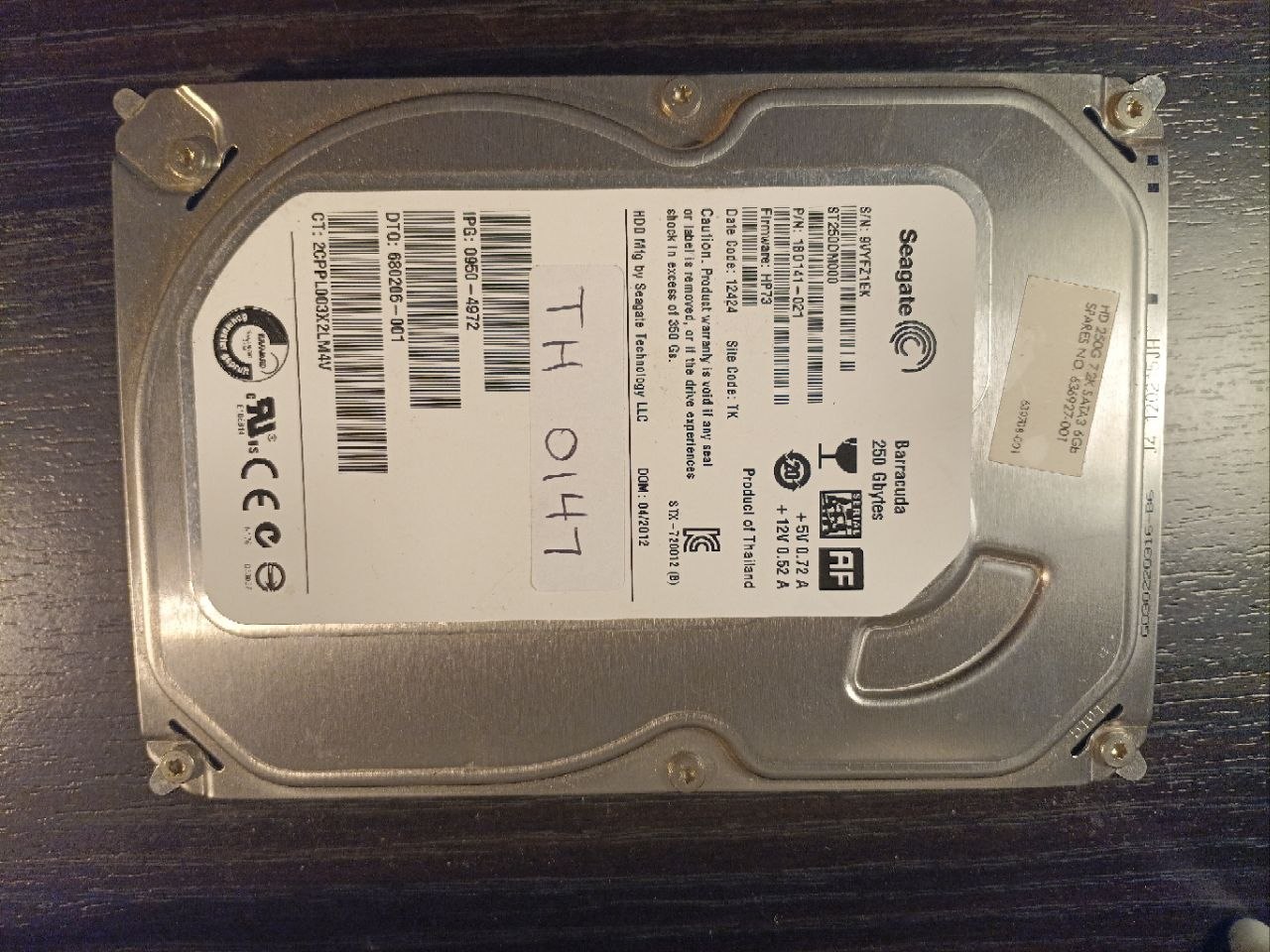 Seagate ST3250310AS 250GB SATA donor drive S/N 9VPEZ1EK (TH0147)